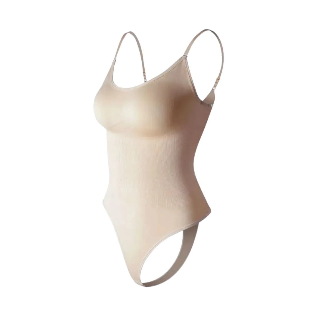 Body Gainant Femme Uni à Bretelles Réglables et Dos Nu
