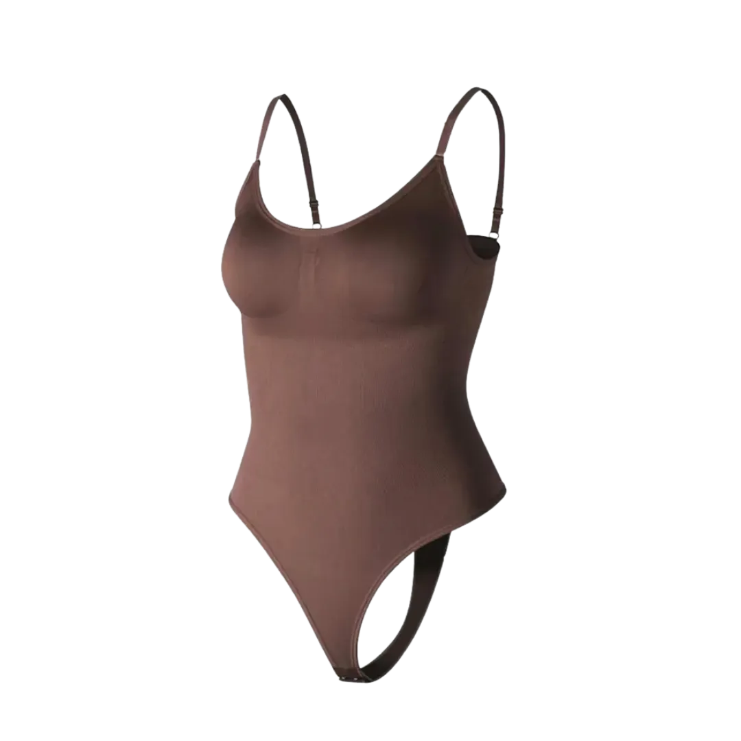 Body Gainant Femme Uni à Bretelles Réglables et Dos Nu