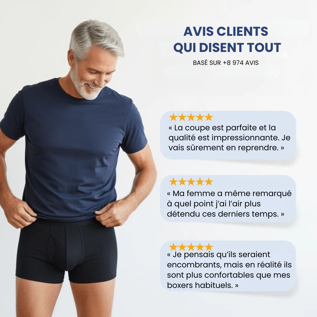 Caleçons Boxers Ultra-Absorbants pour Incontinence Homme