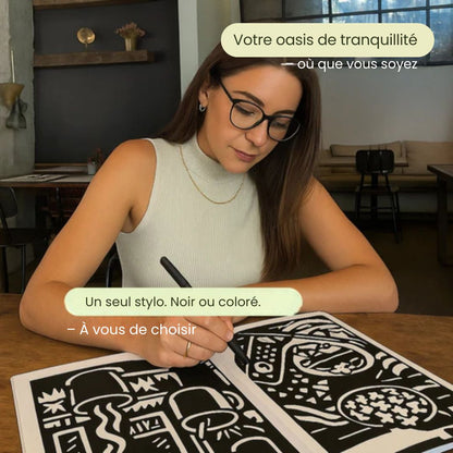 Livre de coloriage monochrome pour la paix intérieure & l’autoréflexion
