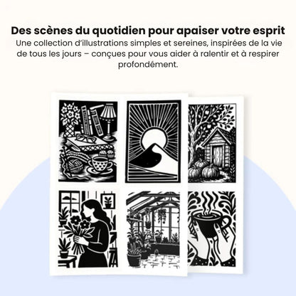 Livre de coloriage monochrome pour la paix intérieure & l’autoréflexion