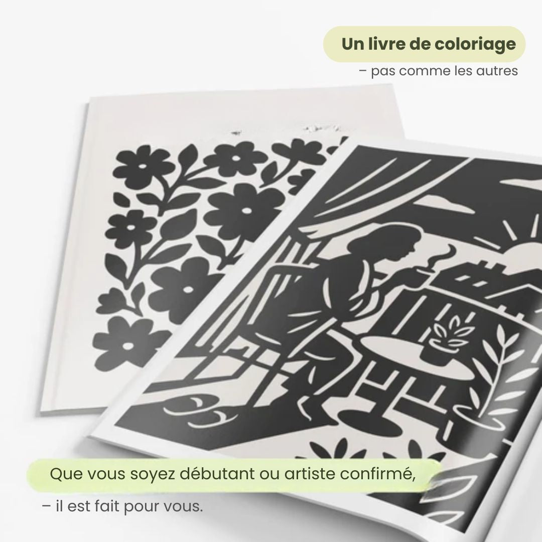 Livre de coloriage monochrome pour la paix intérieure & l’autoréflexion