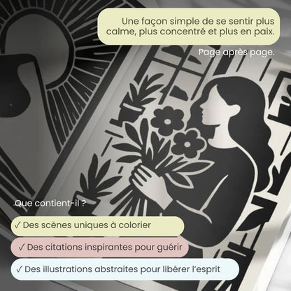 Livre de coloriage monochrome pour la paix intérieure & l’autoréflexion