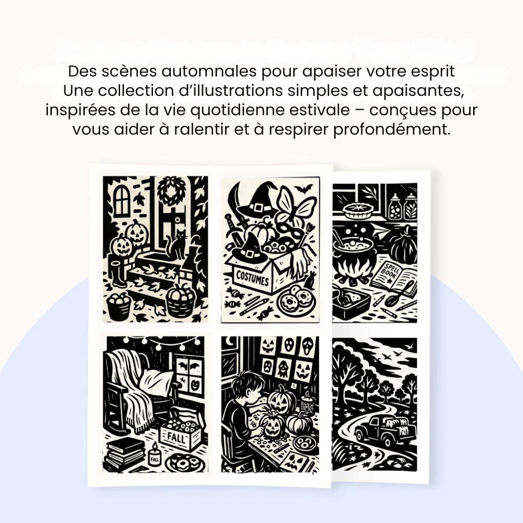 Livre de coloriage monochrome – Édition d’automne (Nouveau)