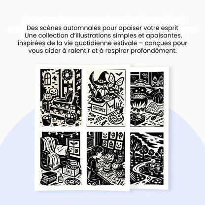 Livre de coloriage monochrome – Édition d’automne (Nouveau)