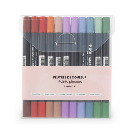 Lot de 12 feutres pinceau colorés