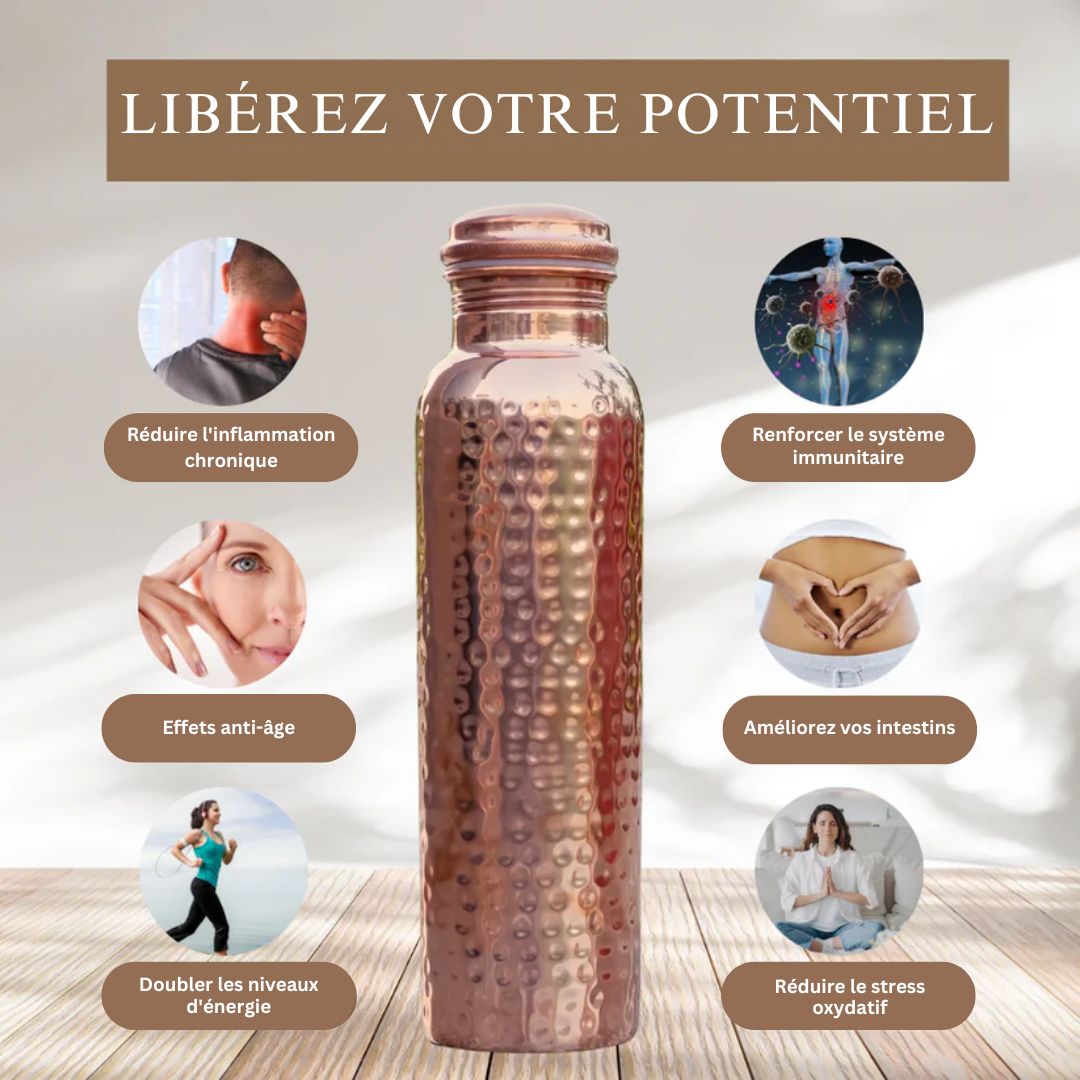Bouteille en Cuivre Pur Ayurvédique de l’Himalaya